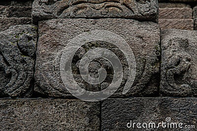 A close-up fragment of the Borobudur Temple wall engravings, Yogyakarta, Indonesia Stock Photo