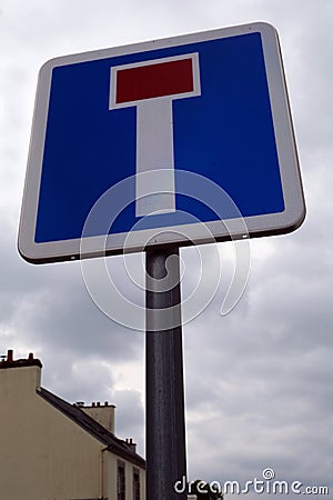 French road sign indicating a dead end Stock Photo