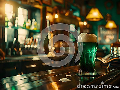 Close up on a fresh beer - Saint Patricks design Stock Photo