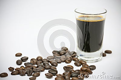 Close up fresh coffee beans and isolated on white background , fresh material from market, healthy drink and international drink Stock Photo