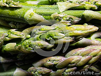 Close-up on fresh, green asparagus Stock Photo