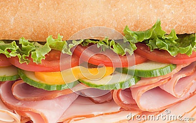 Close-up of a fresh ham & turkey sandwich Stock Photo