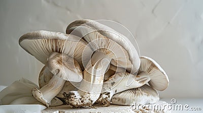 Close-up of fresh oyster mushrooms on white background Stock Photo