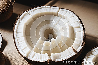 Close-up of a freshly cut coconut Stock Photo