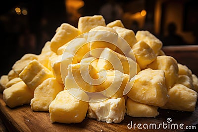 close-up of freshly made cheese curds Stock Photo