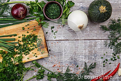 Close-up of freshly picked vegetables. The concept of a restaurant, vegetables. Stock Photo