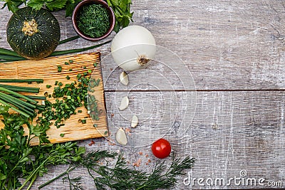 Close-up of freshly picked vegetables. The concept of a restaurant, vegetables. Stock Photo