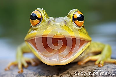 a close-up of a frogs mouth plagued by stomatitis Stock Photo