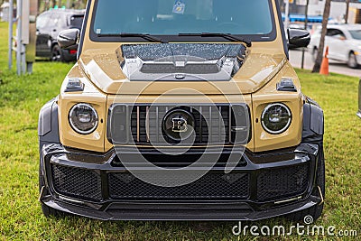Close-up front view of Mercedes-Benz G-Class Brabus SUV. Miami Beach. Editorial Stock Photo