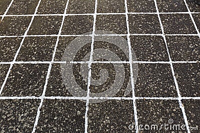Close up of frosted stone footpath Stock Photo