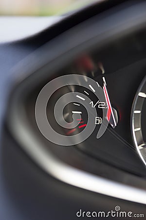 Close Up Of Fuel Gauge In Car Registering Full Stock Photo