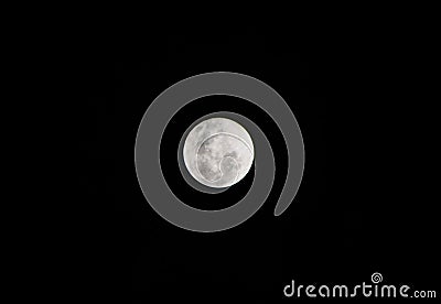 Close up of Full Moon at Dark Night Stock Photo