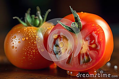 close-up of genetically modified tomato, with visible differences from its natural counterpart Stock Photo