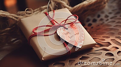 A close-up of a gift box with a handwritten message Stock Photo