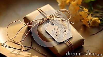 A close-up of a gift box with a handwritten message Stock Photo