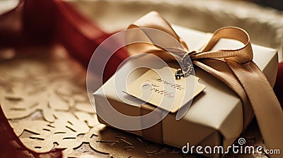 A close-up of a gift box with a handwritten message Stock Photo