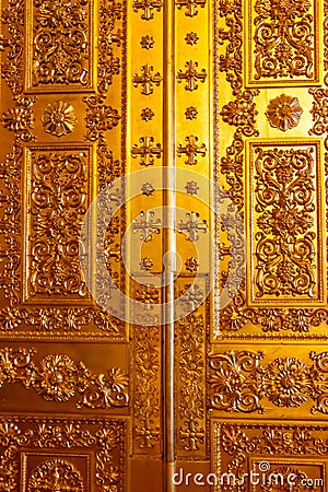 Close-up of gilded ornate door Stock Photo