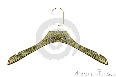 Close up of gilded clothes hanger isolated on white background Stock Photo