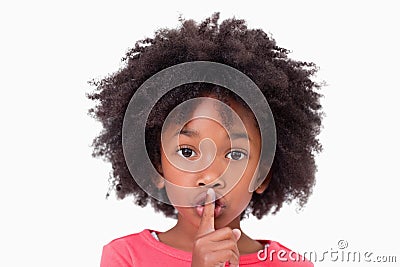 Close up of a girl asking silence Stock Photo