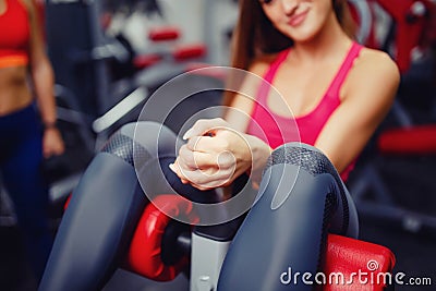 Concept group training team for weight loss. Stock Photo