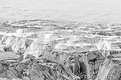 Close-up of a Glacier with Crevasses Stock Photo