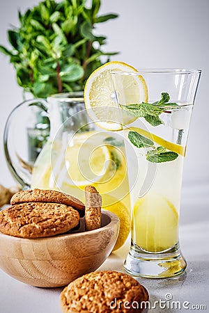 Close up of glass of homemade lemonade Stock Photo