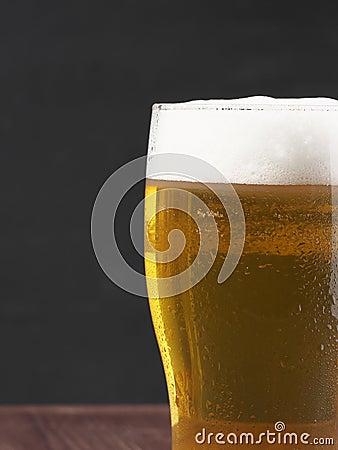 Close-up of a glass of lager foam. Stock Photo