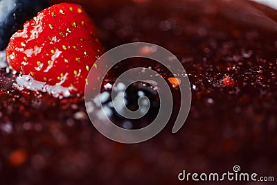 Close up glass of tropical cocktail with berries or lemonade. Stock Photo