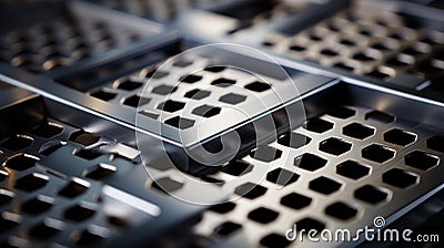 A close up of a gleaming metal grater object pattern Stock Photo