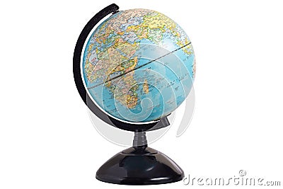 Close up of globe model isolated on the white Stock Photo