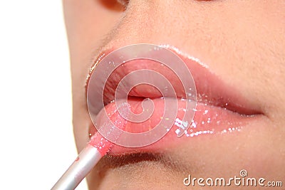 Close-up gloss lips Stock Photo