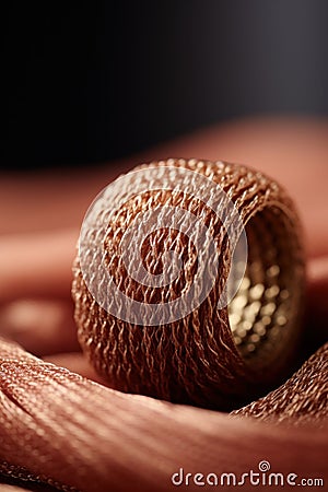 A close up of a gold ring on some fabric, AI Stock Photo