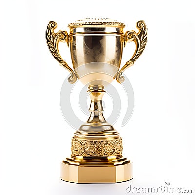 Close up of golden trophy,Winning awards with copy space,AI generated Stock Photo