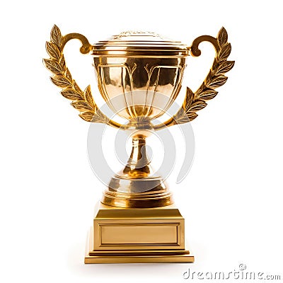 Close up of golden trophy,Winning awards with copy space,AI generated Stock Photo