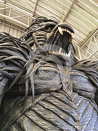 Gorilla statue made form tires Editorial Stock Photo
