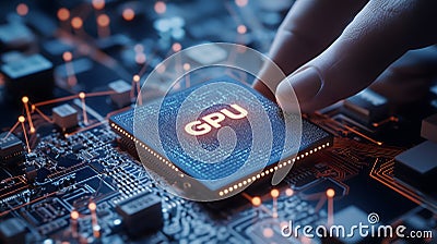 Close-Up of GPU Chip Held in Hand, Representing Advanced Graphics Processing Technology_11 Stock Photo