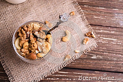 Close up of granola with nut mix Stock Photo