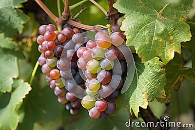 close-up of grapevine, with bunches of ripe, juicy grapes Stock Photo
