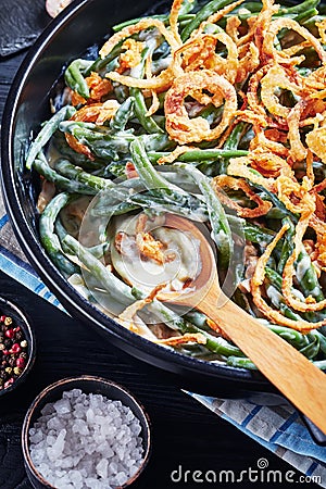 Close-up of Green Bean Casserole, top view Stock Photo