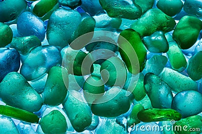 Close-up of green and blue pebbles Stock Photo