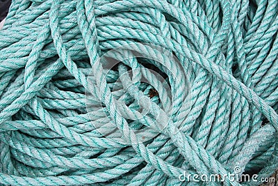 Close up of green blue turquoise rope used for fishing or sailing, Norway Stock Photo