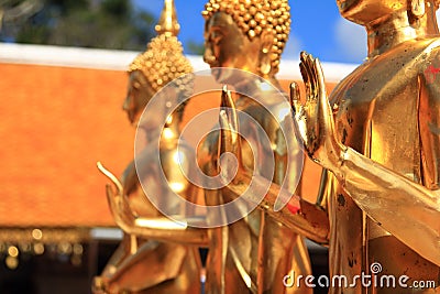 Close up,group buddha golden Stock Photo