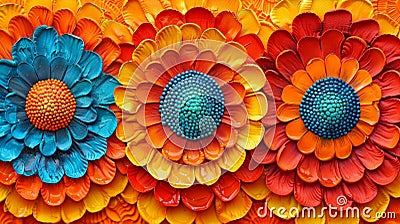 A close up of a group of colorful flowers on display, AI Stock Photo