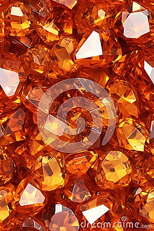 Close up of a group of orange gemstones on a white background Cartoon Illustration