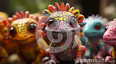 A close up of a group of toy animals. Generative AI image. Stock Photo