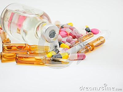 Close up of group of various medicines Stock Photo