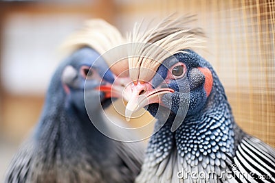 close-up of guinea fowls grooming each other Stock Photo