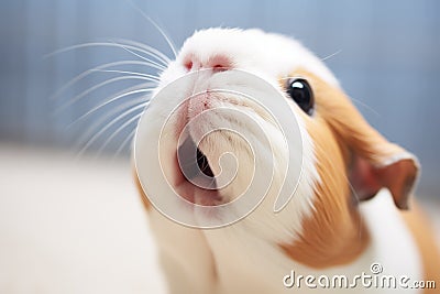 close-up of guinea pigs mouth open in mid-squeak Stock Photo