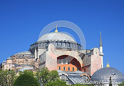 Close up of The Hagia Sophia and restoration work in Istanbul Stock Photo