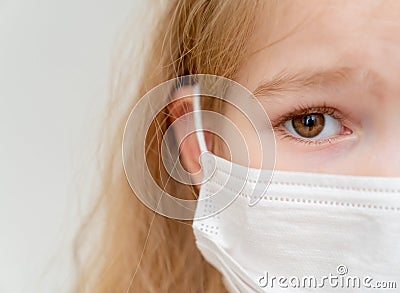 Close up half face girl in medical mask Stock Photo